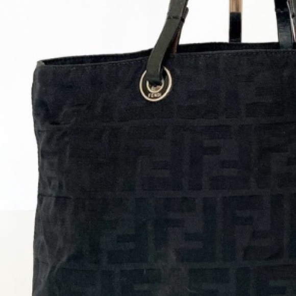FENDI Mini Tote Bag Black on Black Zucca Canvas - Picture 7 of 16